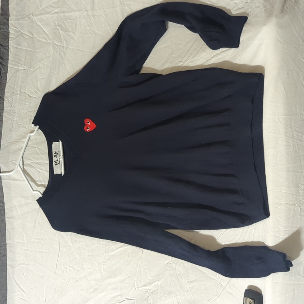 Men's L Navy Comme des Garcons Wool Sweater